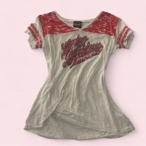 Harley-Davidson Red and Cream Short Sleeve Tee